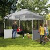 10' x 10' Pop Up Canopy Tent with 2 Half Sidewalls, UV50+ Instant Sun Shelter with Wheeled Carry Bag, Dark Gray