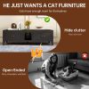 58" Metal Cat Litter Box Enclosure, Hidden Litter Box Furniture for 2 Cats, Large Indoor Cat House TV Stand Cabinet with Ventilation & 2 Compartments