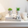 2 PCS Unique Artificial Plants Succulents Office Decor for Women and Men, Small Fake Plants with Human-Shaped Pots