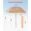 Tiki Umbrella, 8 ft Thatched Patio Umbrella with Tilt, Hawaiian Style Beach Parasol with Durable PP Thatch and 8 Metal Ribs