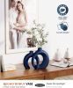 Blue Vase Set of 2 - Donut Navy Vases Home Decor, Modern Coastal Decor - Decorative Vase