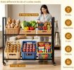 2-Tier Rolling Beer Crate Storage Rack with Hooks, Adjustable Tilt Mobile Metal Drink Organizer Cart Heavy Duty for Garage Pantry Party