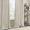 Plaid Rod Pocket and Back Tab Curtain Panel with Fleece Lining Natural 50x95"