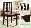 Set of 2  Kitchen Chairs with Slatted Curved Backrest for Dining Room Furniture