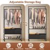 3 Tiered Portable Clothing Rack For Bedroom Entryway Double Hanging Rods Sturdy Iron Garment Rack With Double Height Rods Adjustable Storage Bag Locka