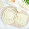 175 Pcs Ivory Paper Plates and Napkins, Beige Party Supplies Include Scalloped Cream Plates Napkin Cup Plastic Cutlery for Wedding, Bridal&Baby Shower