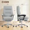 Massage Office Chair with 6-Point Vibration, Pet-Friendly Faux Leather Ergonomic Executive Desk Chair, Light Gray