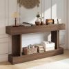 63 Inch Long Console Table, Vintage Narrow Entryway Table with Storage Shelf for Living Room and Hallway, Brown