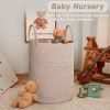 Large Woven Laundry Basket Hamper,60L Cotton Rope Storage Bin for Blankets,Toys and Clothes,Decorative Tall Nursery Hamper for Living Room