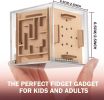 Fidget Puzzle Cube for Kids and Adults - 6-Sided Wooden Puzzle Game Fidget Toy for Anxiety Relief - Handheld Maze Cube for Travel - 3D Brain Teaser Ma