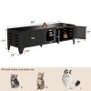 58" Metal Cat Litter Box Enclosure, Hidden Litter Box Furniture for 2 Cats, Large Indoor Cat House TV Stand Cabinet with Ventilation & 2 Compartments