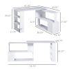 360° Rotating Home Office Desk L Shaped Corner Computer Desk with Storage Shelves, Writing Table Workstation, White