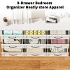 9 Drawer Dresser for Bedroom, Metal Profile Chest of Drawers, White Bedroom Dresser with Storage Drawers for Closet, Hallway, Entryway