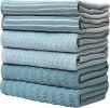 Premium Kitchen Towels (20'x 28', 6 Pack) | Large Cotton Dish Towels | Flat & Terry Highly Absorbent Kitchen Linen Set with Hanging Loop | Aqua