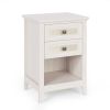 Grayish White Rattan Nightstand with Drawer Set of 2, Boho 27" Tall Bedside Table with Storage for Small Space