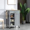 Kitchen Island Cart, Rolling Kitchen Island with Storage Shelf, Solid Wood Top, Drawer, for Dining Room, Gray