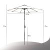 Outdoor 9ft Patio Umbrella with Crank Handle and Push Button Tilt, Outdoor Market Umbrella with 8 Ribs Blue Stripe
