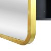 24x30 inch Gold Metal Framed Wall-Mounted or Recessed Bathroom Medicine Cabinet with Mirror