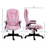Linen Vibrating Massage Heated Office Chair High Back Reclining Padded Armrests Remote Pink