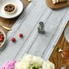 Mode Grey Rustic Cotton Linen Table Runner, Seasonal Embroidered Hollow Kitchen Dining Table Decoration for Home Party Decor 13x72 Inch