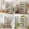 5 Tier Carved Shoe Rack Wooden Plastic Board Freestanding Storage Organizer Shelf Space Saving Shoe Shelf for Entryway Closet Hallway Bedroom Decorati