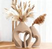 Brown Vases for Decor, Heart Shaped Ceramic Vase Set of 2, Nordic Heart Shaped Vases