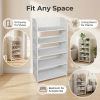 5 Tier Carved Shoe Rack Wooden Plastic Board Freestanding Storage Organizer Shelf Space Saving Shoe Shelf for Entryway Closet Hallway Bedroom Decorati