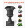 Plastic Urn Planters, 15.8 x 26.4 Inch, 2 Pack Black Classic Flower Pots Front Porch Planters, Indoor & Outdoor Vase for Wedding, Party, Event, Home