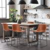 Faux Leather Counter Height Bar Stools Set of 2, With Back and Metal Leg, 26 inch Height, for Home Kitchen Office, Brown