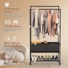 3 Tiered Portable Clothing Rack For Bedroom Entryway Double Hanging Rods Sturdy Iron Garment Rack With Double Height Rods Adjustable Storage Bag Locka