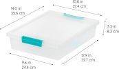 6 Qt. Storage Bins with Lids, 4-Pack, |Made in USA|, Small Plastic Craft Container Sensory Totes for Art Supplies, Paper, and Office