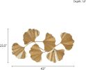 Wall Art Living Room Décor Faye Metal Foil Ginkgo Leaf Large Home Accent Modern Inspired Dining