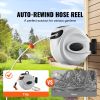 Retractable Hose Reel, 65 ft x 5/8 inch, 180° Swivel Bracket Wall-Mounted, Garden Water Hose Reel with 9-Pattern Nozzle, Automatic Rewind