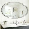 Large Wall Mirrors for Decor, 47''x32'' Rectangle Living Room Mirror with Beveled Scalloped Glass Frame, Modern Decorative Mirror for Bathroom Vanity