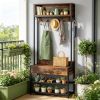 Industrial Style Hall Tree with Drawer And Hooks Entryway Shoe Bench Coat Rack for Living Room Bedroom Corridor Furniture