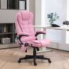Linen Vibrating Massage Heated Office Chair High Back Reclining Padded Armrests Remote Pink