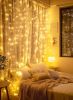 300 LED Fairy Curtain Lights, 9.8ft x 9.8ft Warm White Curtain String Lights, USB Plug in 8 Lighting Modes Christmas Decoration