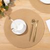 15 inch Round Braided Placemats Set of 6 Cotton Polyester Heat Resistant Round Table Mats Washable Place Mats for Dinner Party Table Decoration (Camel