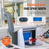 Airbrush Spray Booth, Portable Hobby Airbrush Paint Spray Booth Kit with 4 LED Light, Powerful Dual Exhaust Fans, Turntable and 6 ft Extension Hose