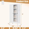 47.3" White Metal Kitchen Pantry Cabinet Adjustable Storage with 3 Shelves (110lb Capacity), Heavy Duty Freestanding Pantry Organizer for Kitchen