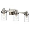 Bathroom Light Fixtures, 3-Light Brushed Nickel Bathroom Lighting Fixtures Over Mirror with Clear Glass Shade