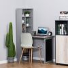 Wall Mounted Table Foldable Desk With Blackboard And Side Shelf, Multi-Function Computer Office Workstation, Gray