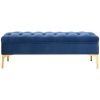 Blue Button Tufted Upholstered Bench - End of Bed Shoe Entryway Storage Bench for Living Room Bedroom - Modern Furniture Decor