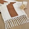 Boho Table Runner with Tassels 12x72 Inches for Home Decor Farmhouse Rustic Macrame Hollow-Out Table Decoration for Living Room and Dining Room