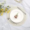 Round Placemats Set of 6 Boho Braided Bordered Placemats 15 inch for Dining Tables Wedding Holiday Party (Ivory Bordered, 6)