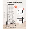 3 Packs Grid Wall Panels, 1.9 x 5.4 ft Wire Grid Panels Display Rack, Movable Art Display Shelf with Wheels and 30 Hooks