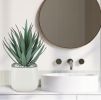 Artificial Succulents in Pots - Small Fake Plants Succulent Agave Faux Plants Indoor for Boho Bathroom Decor, Bedroom