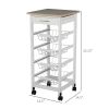 32.25" Wooden Rolling Kitchen Storage Cart, White, Microwave Cart on 360 Swivel Wheels