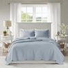 3 Piece Reversible Scalloped Edge Quilt Set Blue Full/Queen