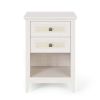 Grayish White Rattan Nightstand with Drawer Set of 2, Boho 27" Tall Bedside Table with Storage for Small Space
